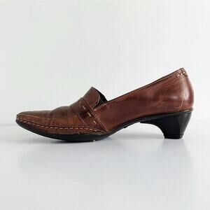 Pikolinos Shoes Womens EU 37 Brown Low Heel Slip On Pointed Toe Leather Loafer